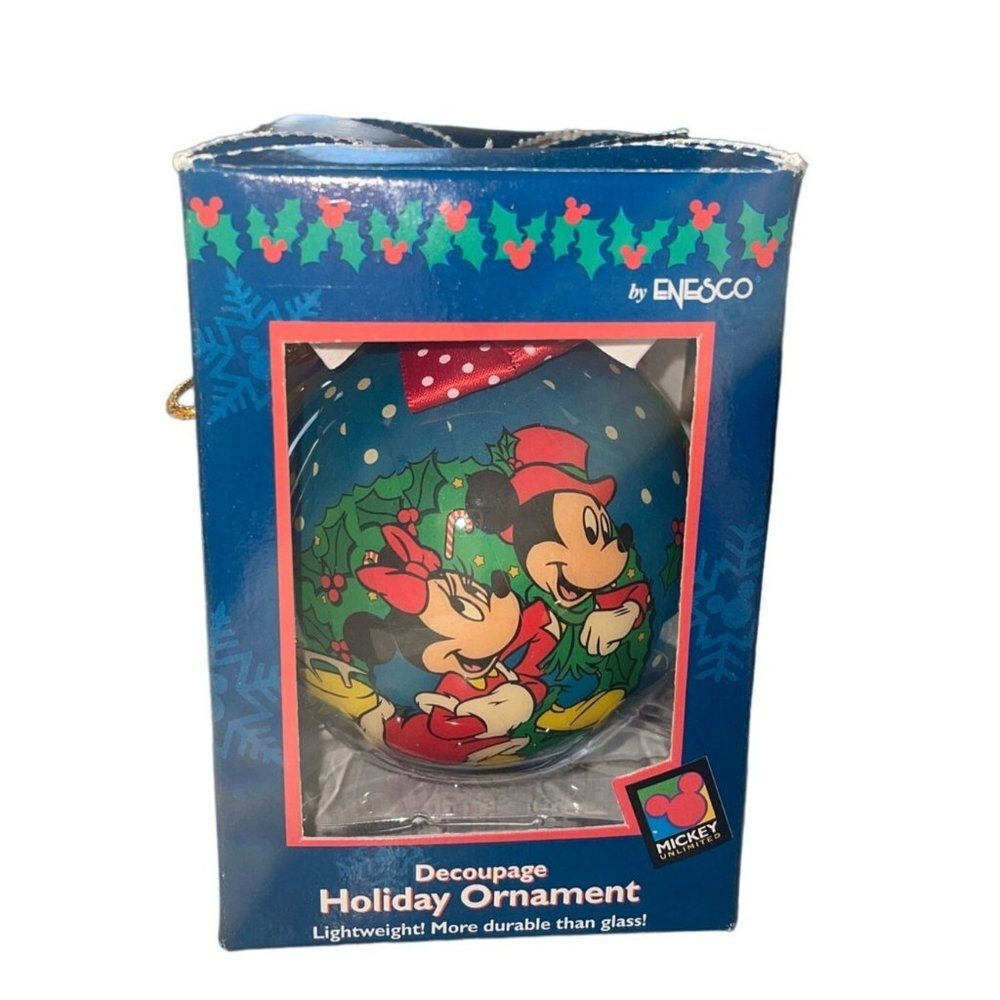 Mickey Unlimited Decoupage Holiday Ornament By Enesco 1996